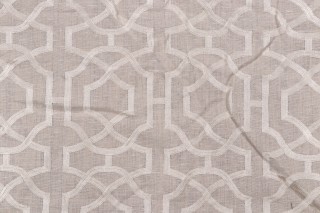 Thibaut Alston Trellis W713027 Embroidered Linen Drapery Fabric in Flax