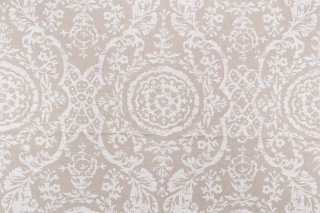 Thibaut Sansome F94155 Printed Linen Blend Drapery Fabric in White on Natural