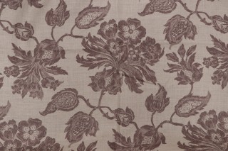 Thibaut Helena F94104 Printed Linen Drapery Fabric in Brown/Natural