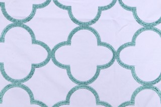 1 Yard Anna French Mara W716004 Embroidered Drapery Fabric in Turquoise for Thibaut