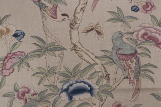 Thibaut Giselle F914229 Printed Linen Blend Drapery Fabric in Plum on Natural