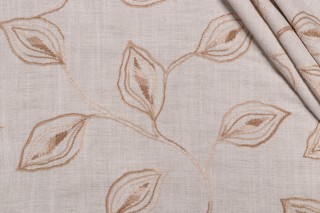 Valiant Fabrics Riley Embroidered Drapery Fabric in Linen 