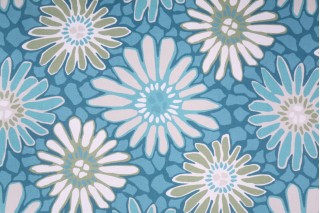 Robert Allen Tactile Flora Printed Cotton Drapery Fabric in Turquoise