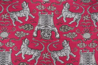 Hilary Farr Tiger Republic Printed Cotton Blend Drapery Fabric in 722-Fuchsia for Covington