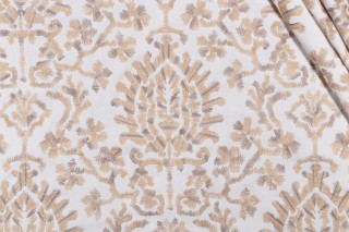 PK Lifestyles Balinese Embroidered Drapery Fabric in Linen 