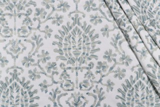 PK Lifestyles Balinese Embroidered Drapery Fabric in Mist 