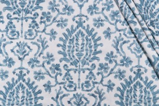 PK Lifestyles Balinese Embroidered Drapery Fabric in Pacific 