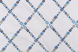 PK Lifestyles Diamond Jewel Embroidered Drapery Fabric in Aegean 