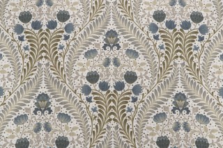 Hamilton New Castle Printed Cotton Drapery Fabric in Bluestone 
