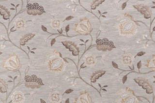Valiant Fabrics Grace Embroidered Drapery Fabric in Linen 