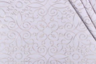 Valiant Fabrics Gala Embroidered Drapery Fabric in Snow