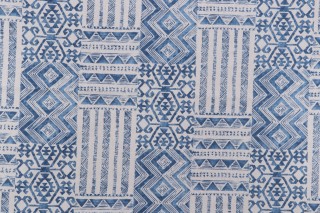 Mill Creek Izett Printed Cotton Drapery Fabric in Denim