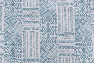 Mill Creek Izett Printed Cotton Drapery Fabric in Island Blue