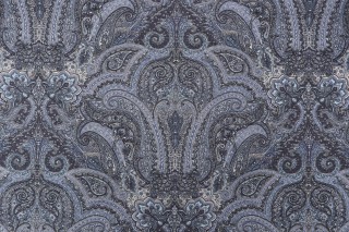 Thibaut Charlton Paisley Printed Linen Drapery Fabric in Blue for Scalamandre