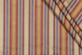 Grey Watkins Valentino Stripe Woven Upholstery Fabric in Blue/Red for Scalamandre