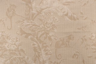 Scalamandre Les Singes Damask Upholstery Fabric in Beige