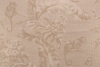 Scalamandre Les Singes Damask Upholstery Fabric in Beige
