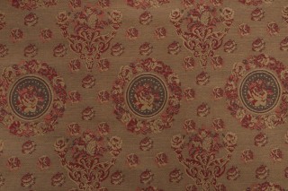 Scalamandre Floral Chenille Upholstery Fabric in Green/Red