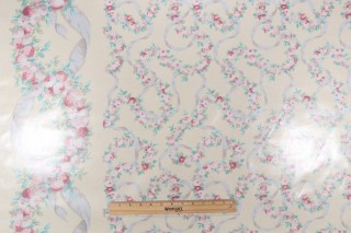 Scalamandre Montpelier Chintz with Border Printed Polished Cotton Drapery Fabric in Ecru/Salmon