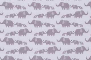 Dear Stella Grasslands - Elephantastic Printed Cotton Craft Fabric in White 