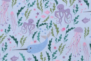 Dear Stella Alphabet Soup - Seas The Day Printed Cotton Craft Fabric in Canal 