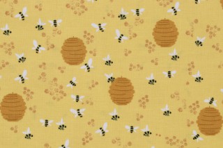 Dear Stella Alphabet Soup - Bee Hive Printed Cotton Craft Fabric in Gold 