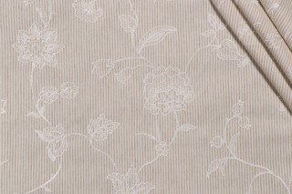 PK Lifestyles Homestead Embroidered Drapery Fabric in Linen 