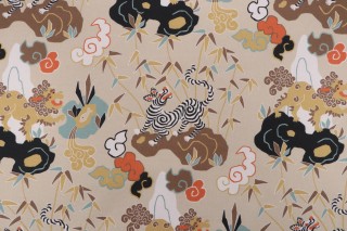 PK Lifestyles Playful Zebra Printed Cotton Drapery Fabric in Toast 