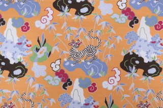 PK Lifestyles Playful Zebra Printed Cotton Drapery Fabric in Mandarin 