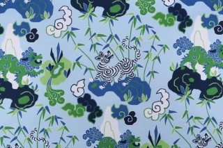 PK Lifestyles Playful Zebra Printed Cotton Drapery Fabric in Turquoise 