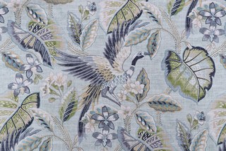 PK Lifestyles Wren Printed Cotton Blend Drapery Fabric in Sea Glass 