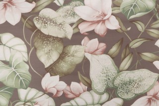 Tommy Bahama Windemere Garden Printed Cotton Drapery Fabric in Mocha 