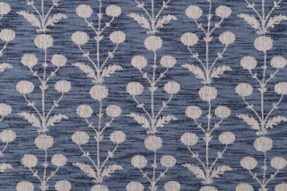 Villa D Ascoli Mughal Blooms Woven Upholstery Fabric in Indigo 