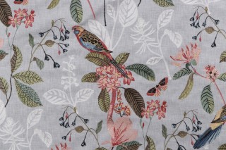 PK Lifestyles Parakeet Embroidered Drapery Fabric in Vapor 