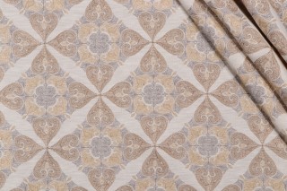 Villa D Ascoli Oasis Embroidered Drapery Fabric in Chai 