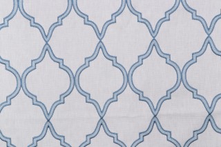 1 Yard Barnes Embroidered Drapery Fabric in Chambray