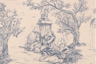 Stof Fabrics Galanterie Printed Cotton Drapery Fabric in Bleu