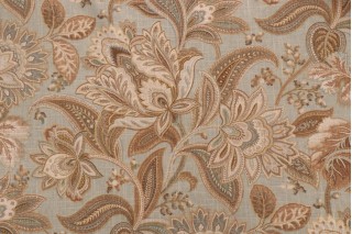 Mill Creek Floral Printed Latex Backed Linen Blend Drapery Fabric in Spa