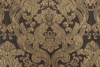 Old World Weavers Backed Damask Upholstery Fabric in Black/Gold for Scalamandre