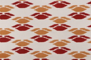 Bernard Thorp Hermit Hand-Printed Cotton Drapery Fabric in Red/Ochre for Scalamandre