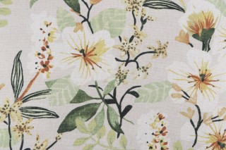 Ponce Printed Cotton Drapery Fabric in Linen