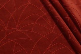 PK Lifestyles Curvature Embroidered Velveteen Decorator Fabric in Cinnabar 