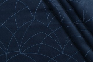 PK Lifestyles Curvature Embroidered Velveteen Decorator Fabric in Indigo
