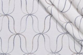 Novogratz Acoustic Embroidered Drapery Fabric in Indigo 