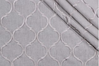 Richloom Ornella Embroidered Drapery Fabric in Silver