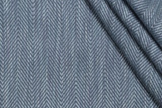 Scalamandre Herringbone Woven Upholstery Fabric in Sky Blue