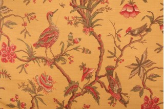 Thibaut Chaillot F97107 Printed Linen Blend Drapery Fabric in Spice