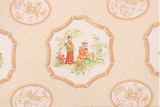 Thibaut Medley F96133 Printed Cotton Blend Drapery Fabric in Beige