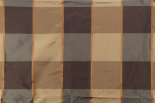 Silk Check Decorator Fabric in Gold/Grey/Multi