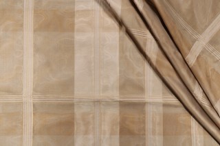 Grey Watkins Iridescent Plaid Silk Drapery Fabric in Champagne for Scalamandre